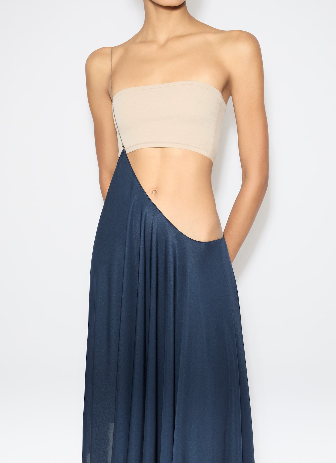 JERSEY SUSPENDER SKIRT ALAÏA DARK BLUE JERSEY SUSPENDER SKIRT
